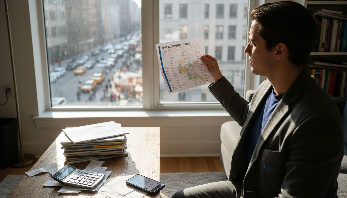 Person comparing city expense categories